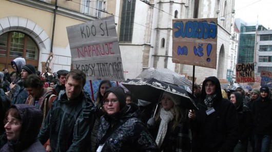 Pochod studentů v Brně